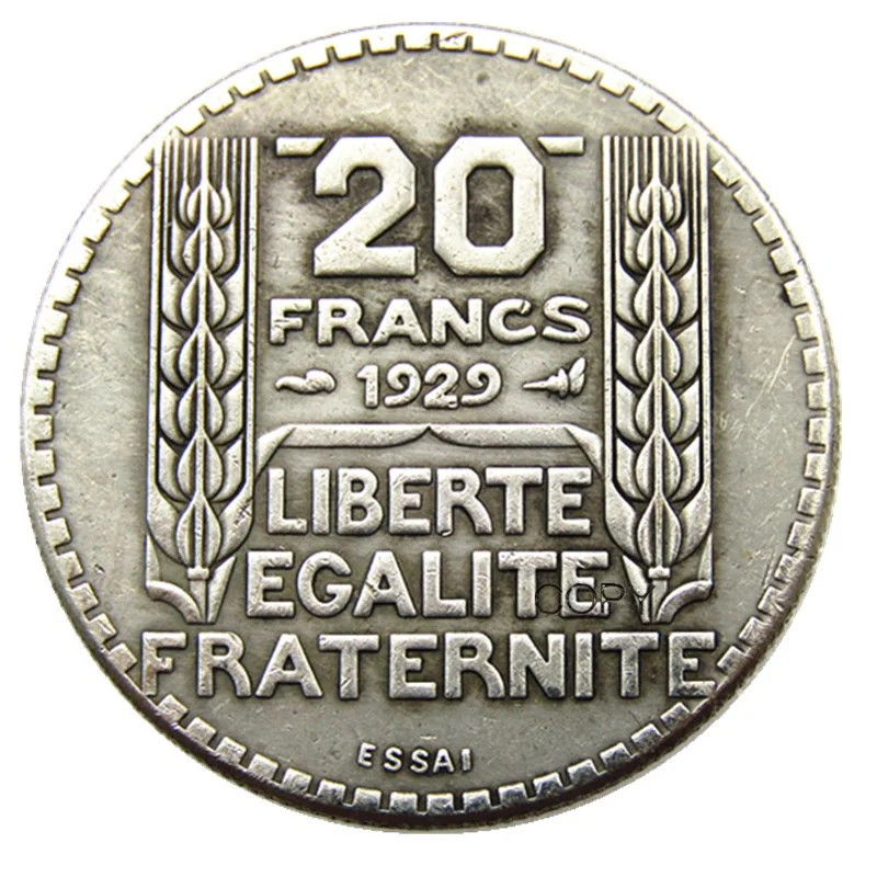 France 1929 20 Francs Silver Plated Copy Coins