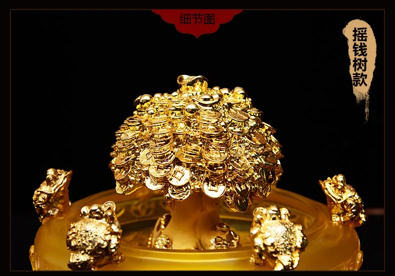 SHOP HOME hall Lobby Reception Mascot Inviting money GOOD LUCK GOLD crystal Wealth Money Pachira tree FENG SHUI JU BAO PEN