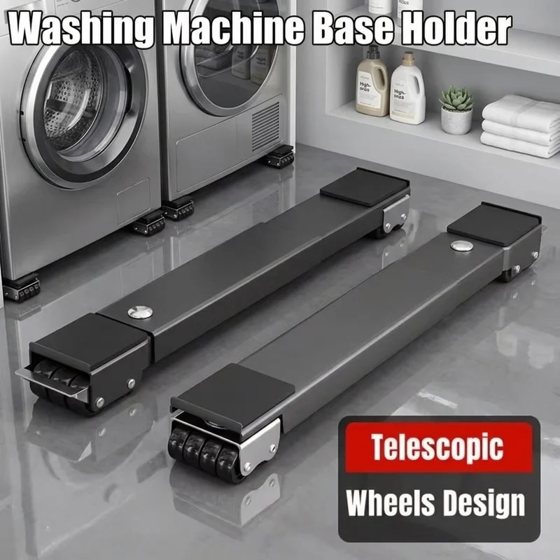 2PCS Adjustable Refrigerator Washing Machine Base, 24 Universal Wheels, Heavy Duty Appliance Moving Stand with Locking Brakes