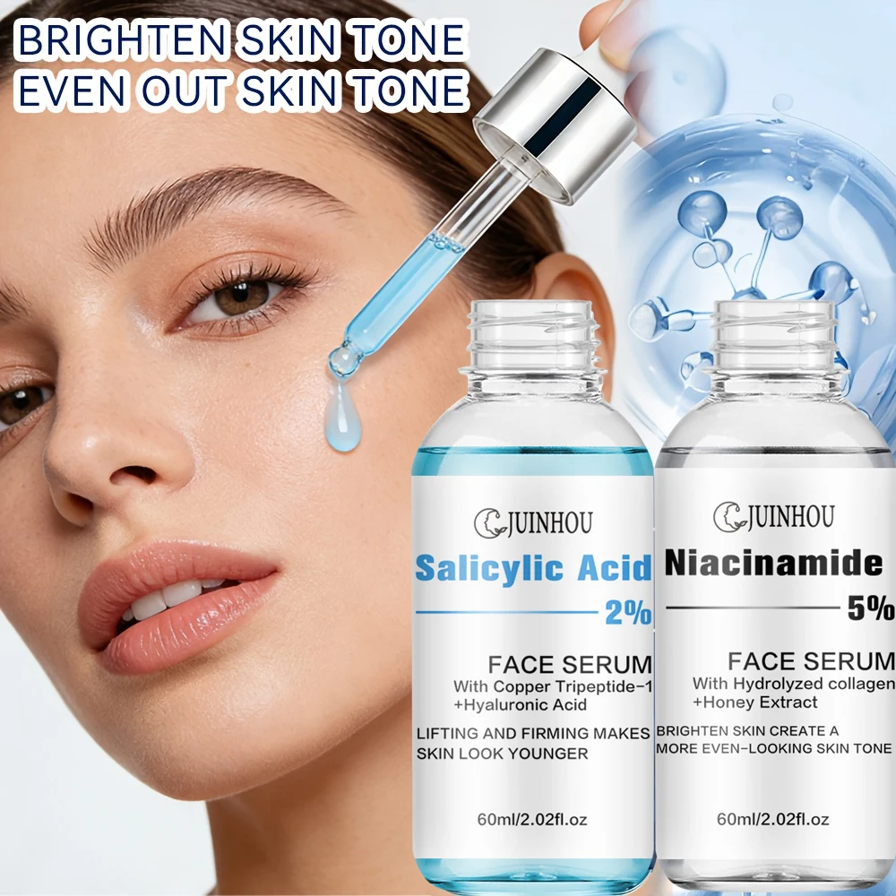 JUINHOU 2PCS Salicylic Acid Niacinamide Serum Set Brighten Skin Contains 5% Nicotinamide 2% Salicylic Scid Suitable for Everyone