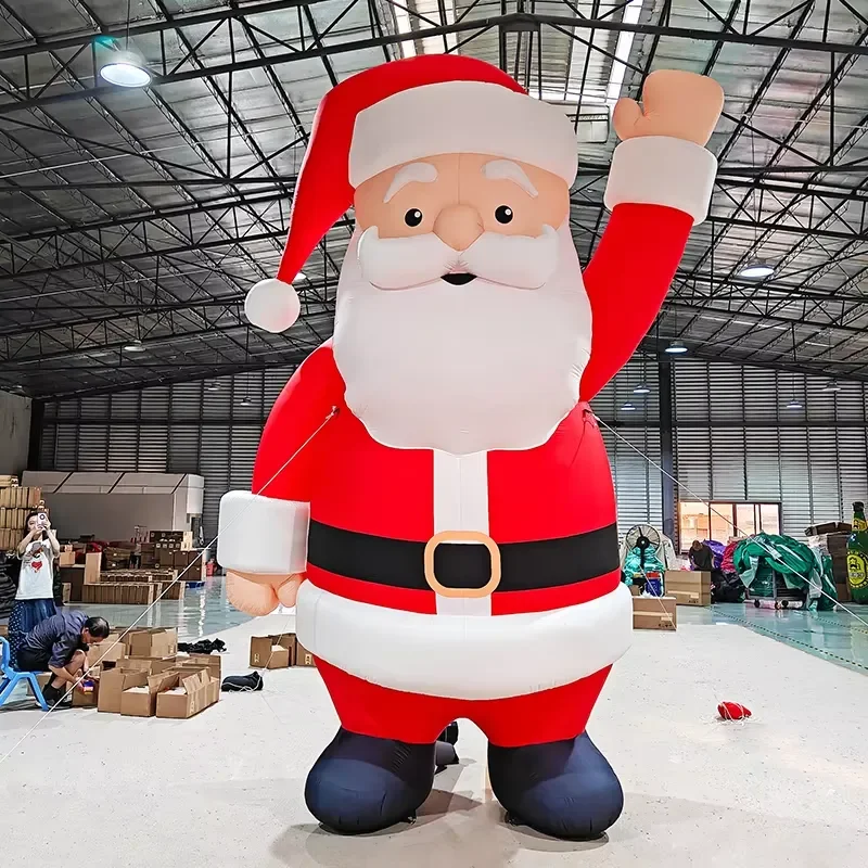 Custom Size Inflatable Christmas Oxford Cloth LED Light Holiday Cartoon Santa Claus for Festival Decorations