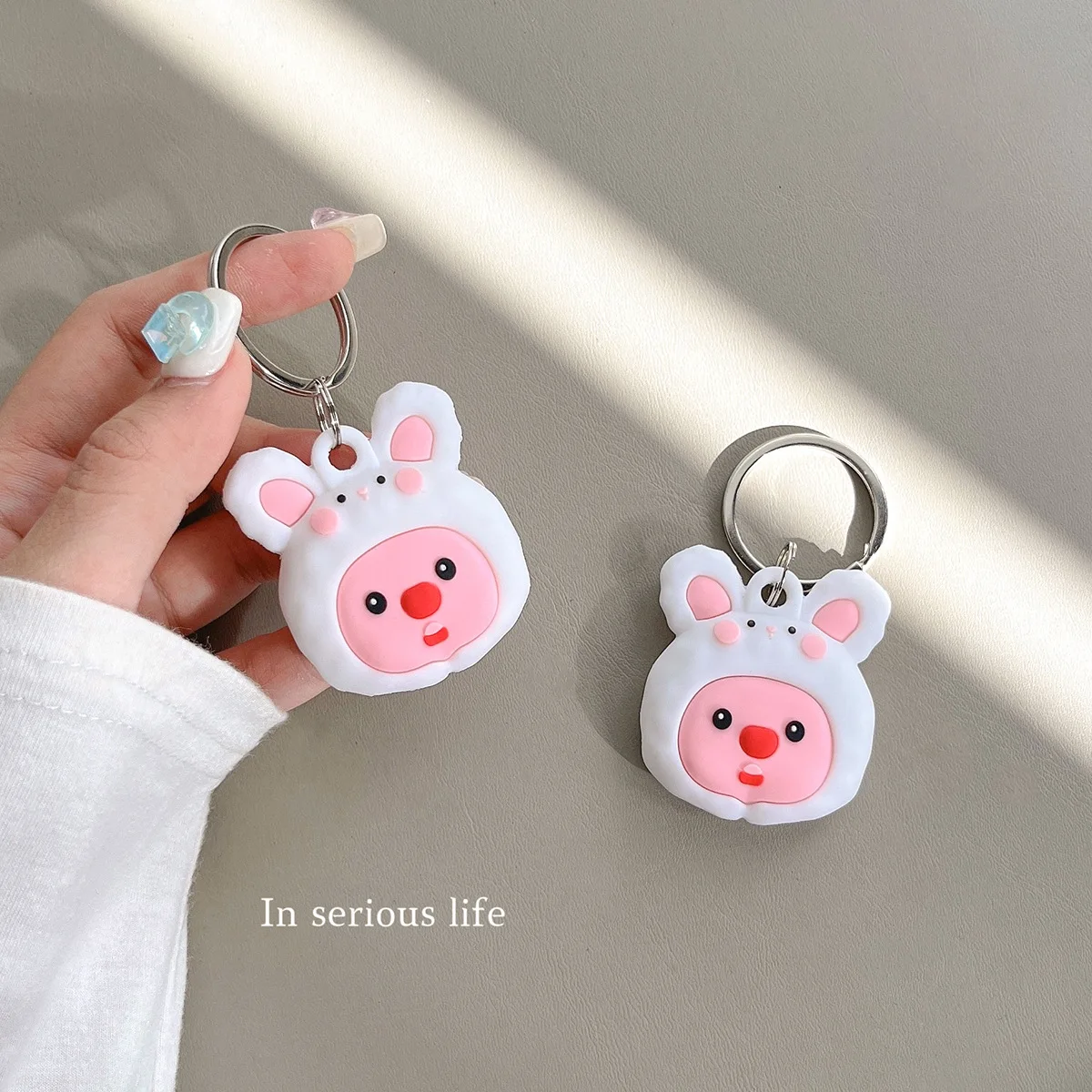 For Apple Airtags Case,3D Cartoon Rabbit Beaver For Airtag Tracker Locator Device,Soft Silicone Protective Case Cover Keychain