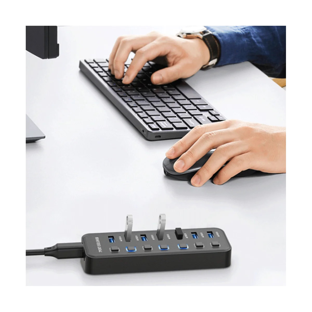 

USB Hub 3.0 7 Port, USB Data Hub Splitter, 5Gbps High Speed USB Port Expander for Various USB Devices