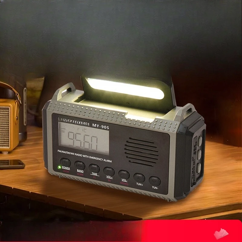

Disaster prevention and emergency hand crank power generation radio flashlight solar charging card bluetooth speaker
