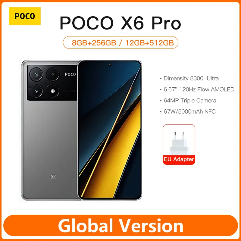 POCO X6 Pro 5G Global Version Smartphone Dimensity 8300-Ultra 6.67\