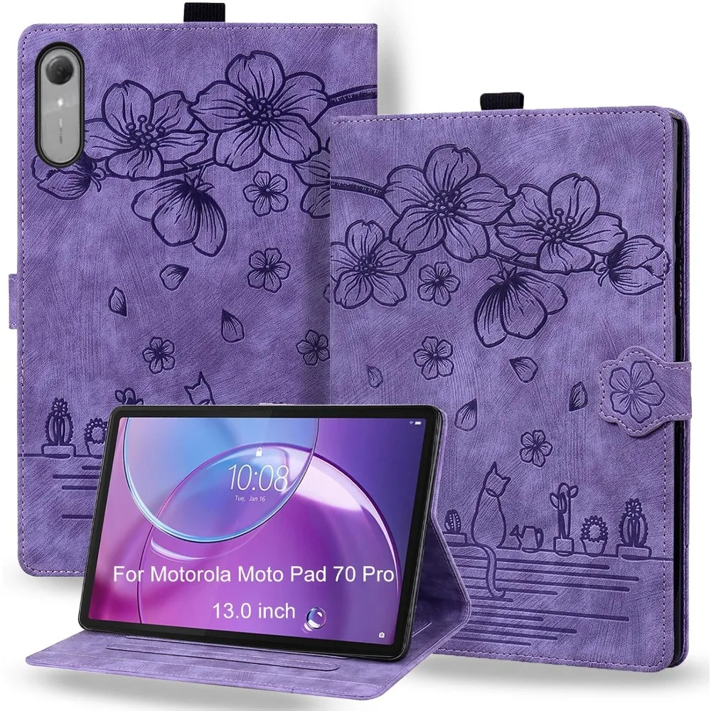 Dwaybox Case for Motorola Moto Pad 70 Pro 13.0 inch Cartoon Embossed PU Leather Cover Cases
