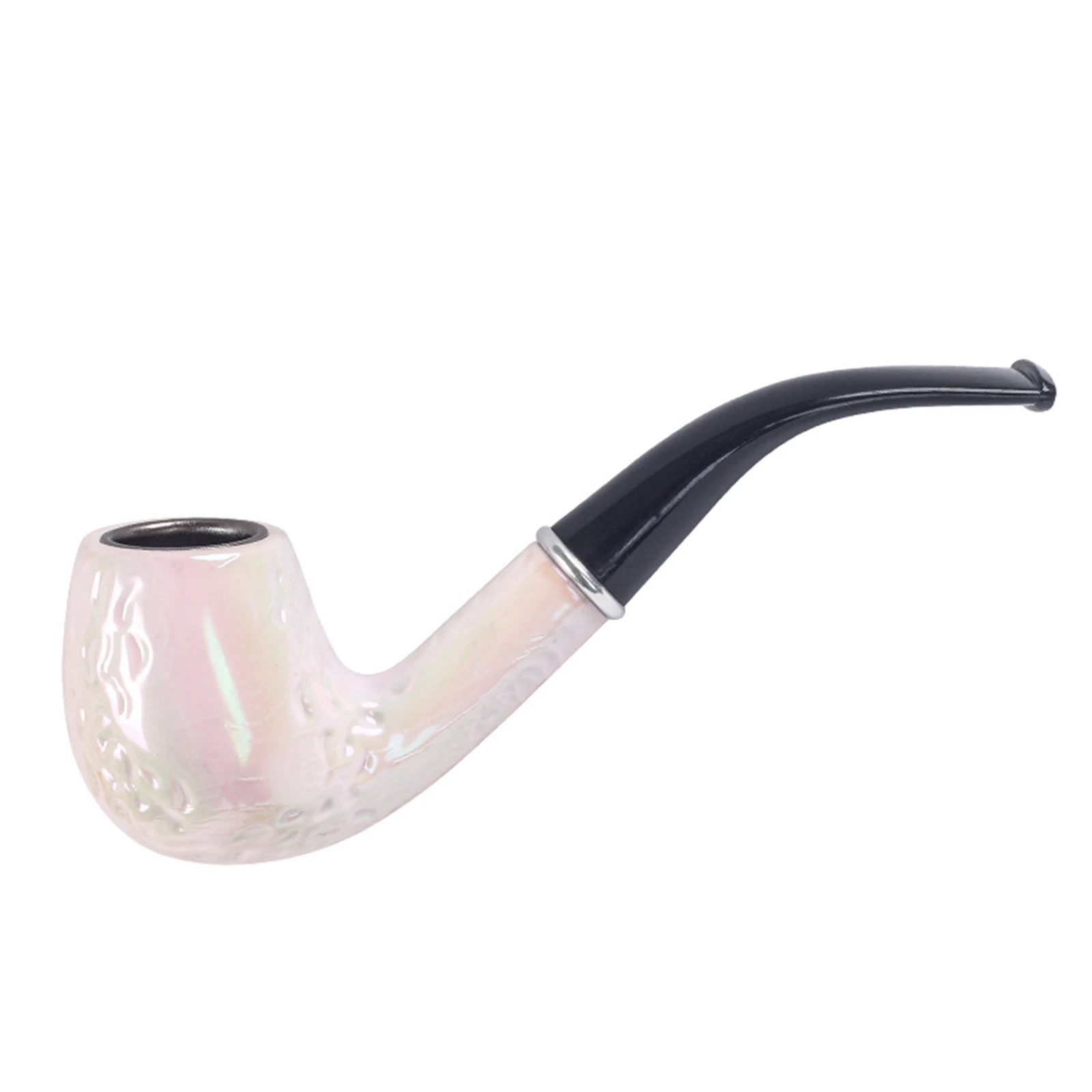 1pc Resin Wooden Tobacco Pipe, Curved White Colorful Filter Tobacco Pipe, Smoking Pipe, Smoking Accessories