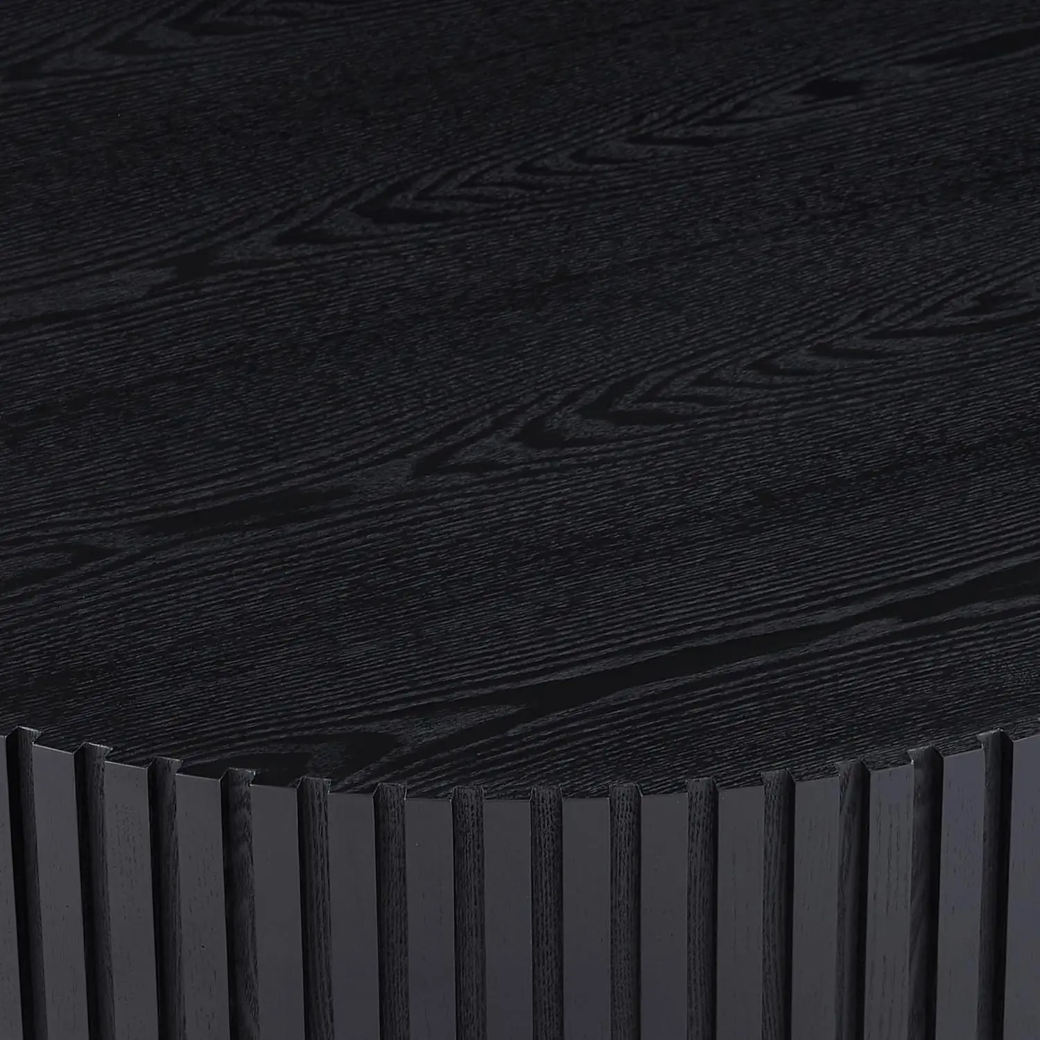 طاولات قهوة مستديرة سوداء كبيرة 35.43 بوصة، طاولة قهوة خشبية عصرية ذات أسطوانة مخددة وطاولات جانبية وطاولة مركزية خشبية لـ Livin