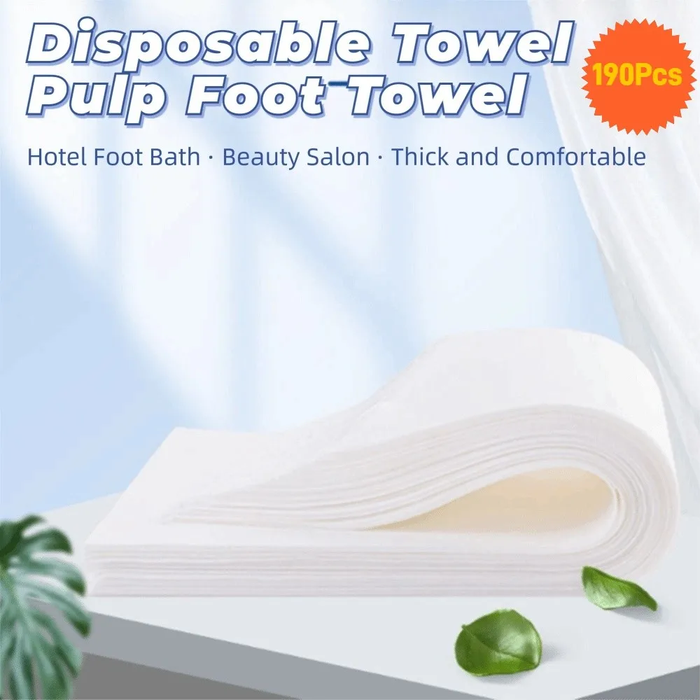 

190Pcs SPA Salon Towel Wood Pulping Disposable Bath Towel White Breathable Foot Bath Towel Anti-dirty Non-Woven Face Towel Foot