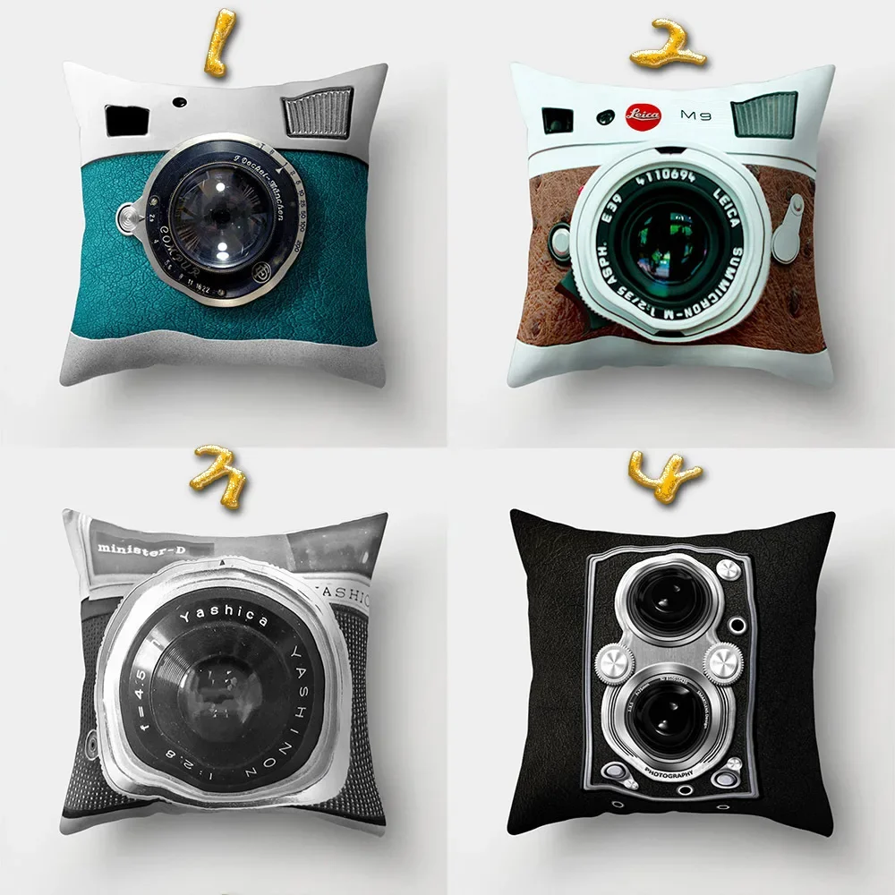 Polyester Creative Home Pillow Case Camera Astronaut Pattern Pillow Covers Car Office Sofa Seat Cushion Lumbar Waist PillowCover