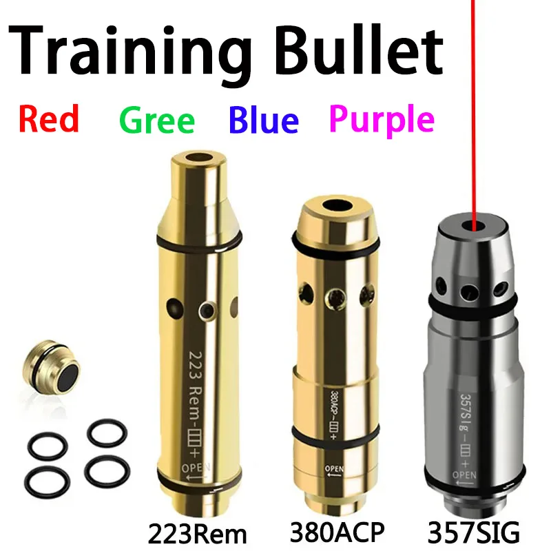 

Tactical 380ACP 223Rem 357SIG Laser Training Bullet Dry Fire Aiming Shooting Bore Sight for Ar 15 Glock Rifle Handgun Hunting