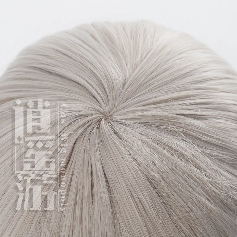Peruka do cosplayu Chainsaw Man Quanxi, srebrnoszara, długi warkocz, prosty kucyk, prezent na Halloween