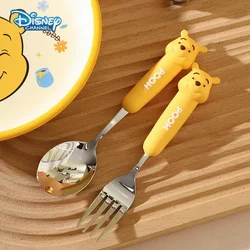 Disney Winnie the Pooh Spoon Fork Kids Tableware Cartoon Kawaii Soup Coffee Spoon Cake Fruit Fork Child Stainless Steel Cutlery