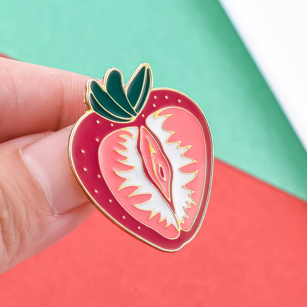 Funny Strawberry Uterus Enamel Pins Medical Lapel Backpack Hat Brooch Badge Feminism Jewelry for Women Girls