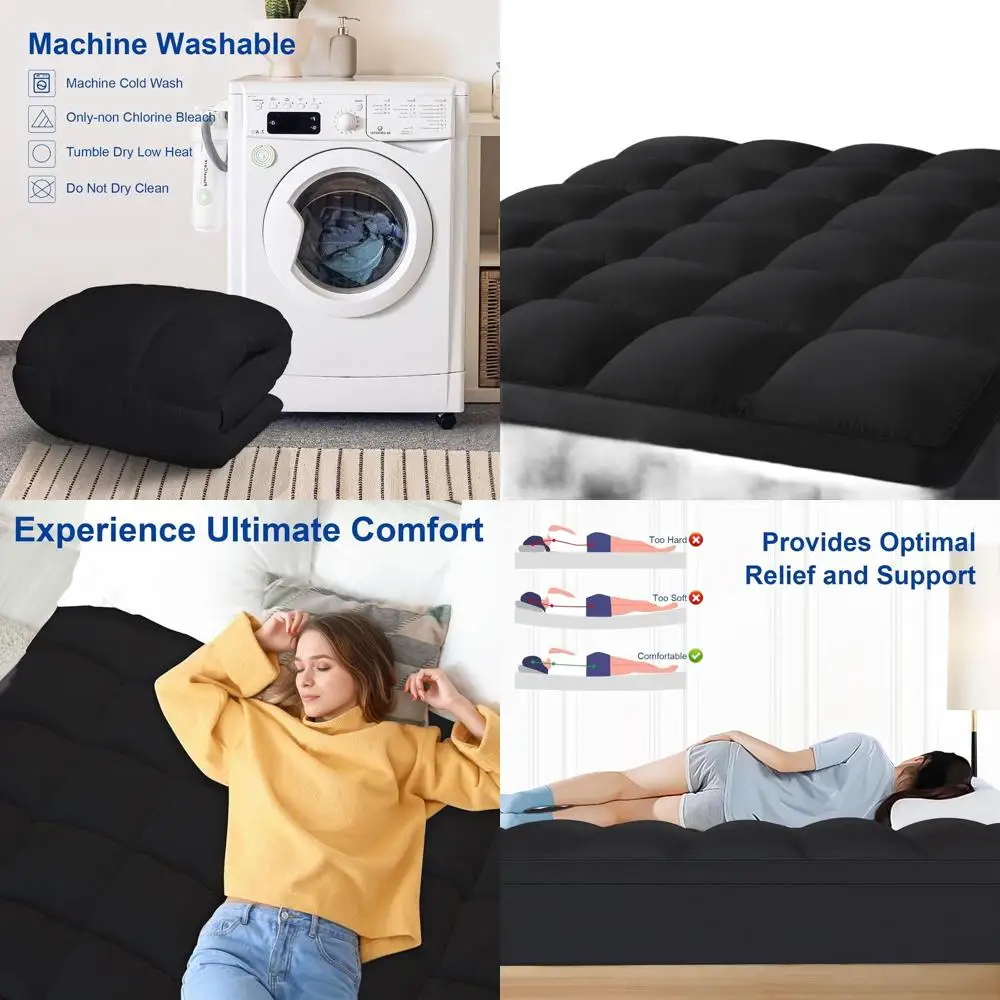 

Ultra Plush Mattress Topper for Deep Sleep, 3D+7D Snow Down Alternative, Overfilled Pillow Top, Fits Mattresses 8-23 Inches - Bl