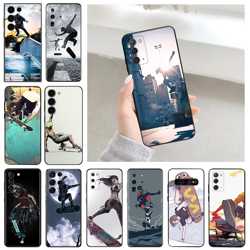 Cases For Samsung S24 Galaxy S21 FE S22 S23 Ultra 5G S20 Plus S10 Lite Skateboards Luxury Soft Phone Case Cover