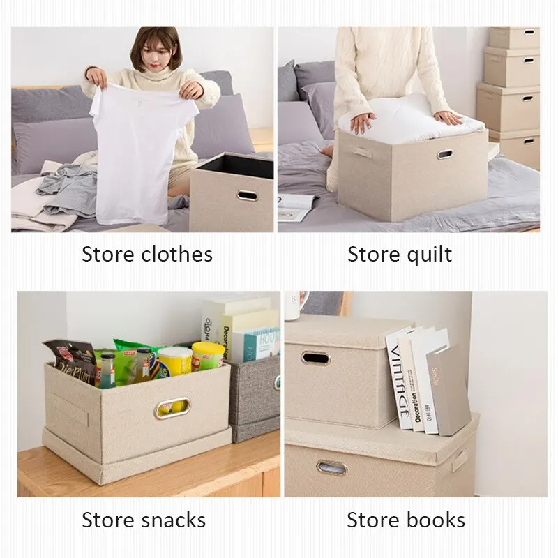 Cube Non-Woven Folding Storage Box For Toys Clothes Storage Bins With Lid Home Closet Office Nursery Washable Storage Box