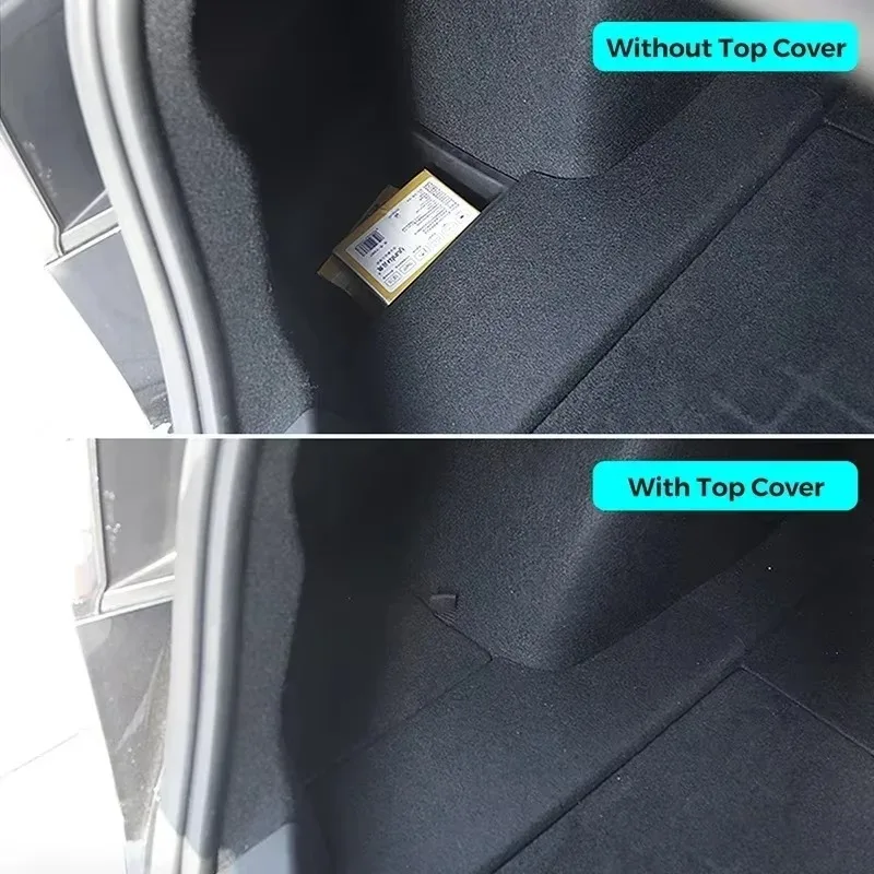 Für Tesla Modell 3 Hinten Stamm Lagerung Box Linke Seite Raum Organizer Box mit Zugseil Auto Innen Zubehör Modell 3 2021-2023 – Detail 4