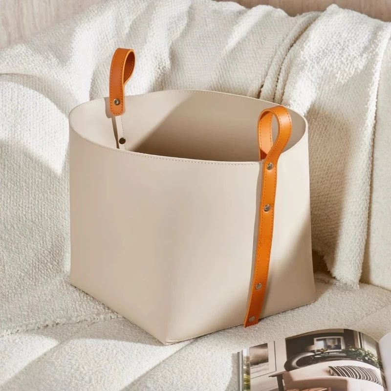 

Корзина для хранения в итальянском стиле, плетеная корзина для белья с ручками, вместительный минималистичный органайзер, контейнер для хранения для домашнего декора