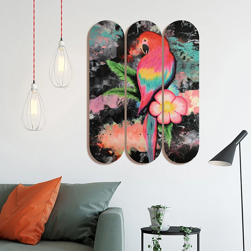 Set of 3pcs Decorative Board Art Skateboard Wall Art 7-layer Maple Decoration Skateboard Furnish and Decorate for Home Decor