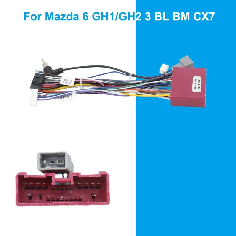Para Mazda 6 GH1 GH2 3 BL BM CX7 Marco de Fascia de Radio de coche arnés de cableado estéreo Android adaptador de Cable de alimentación decodificador Canbus