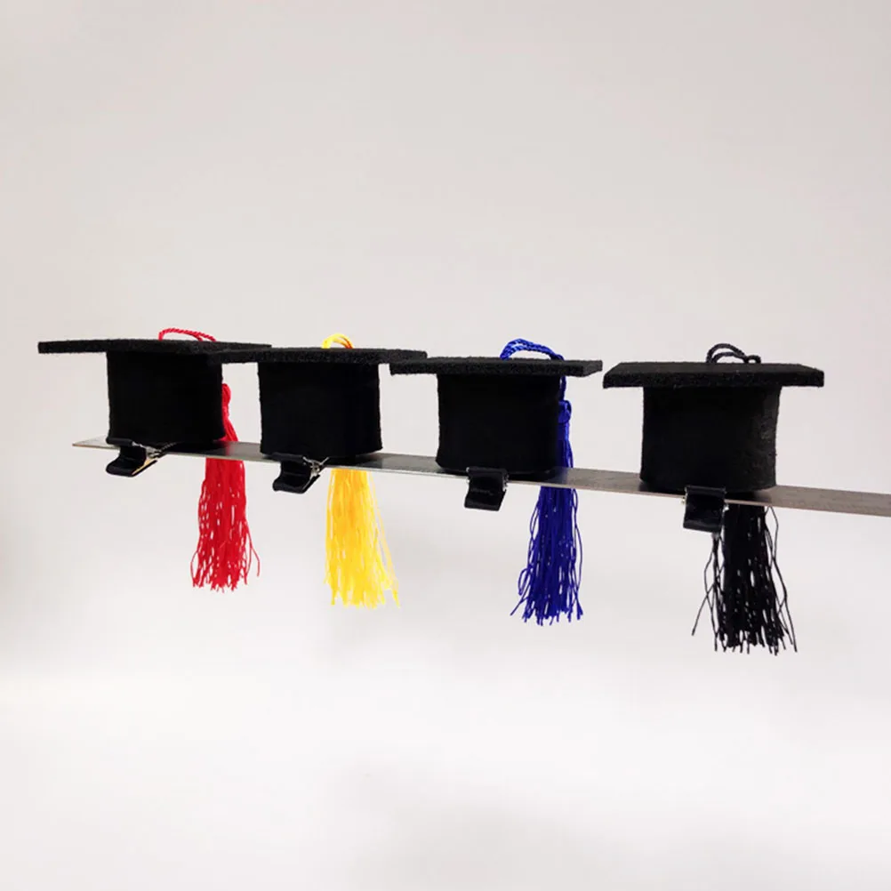 

3 Pcs Doctoral Hairpins Mini Graduation Cap Clips Tassel Hat Accessories Child Headdress Stylish Decorations Hair naments