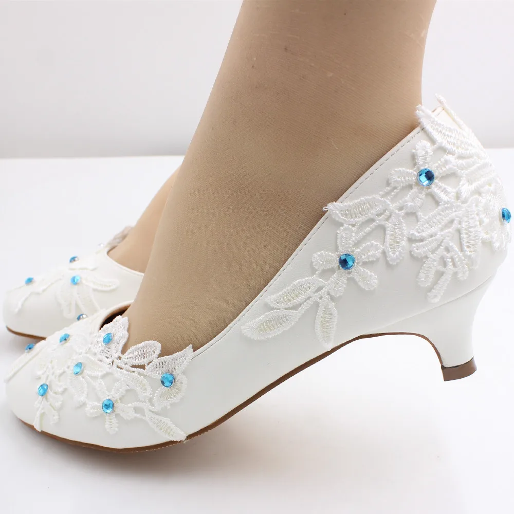 Low heel white wedding shoes spring new product matte lace bridal shoes Water soluble flower bridesmaid shoes BH20A