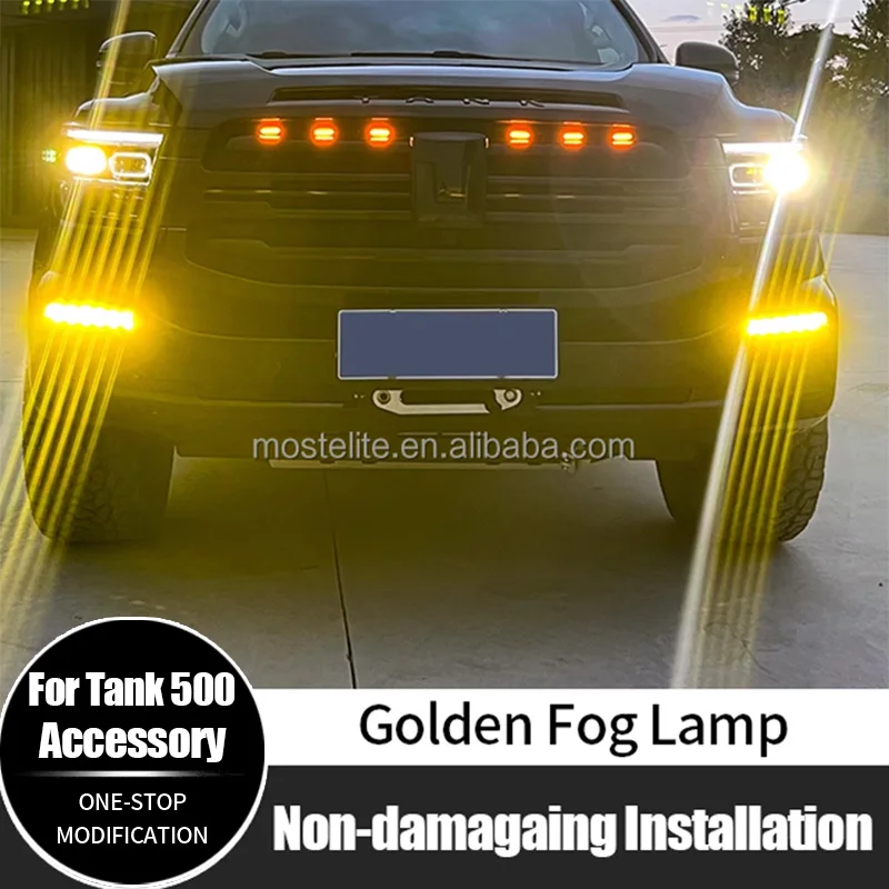 

For GWM Tank 500 Front Golden Fog Lamp LED Fog Lights High Quality Car Accessories