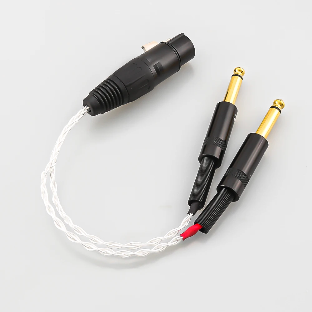 Audiocrast cavo placcato argento 4 Pin XLR femmina a doppio cavo Aux da 6.35mm Jack Audio