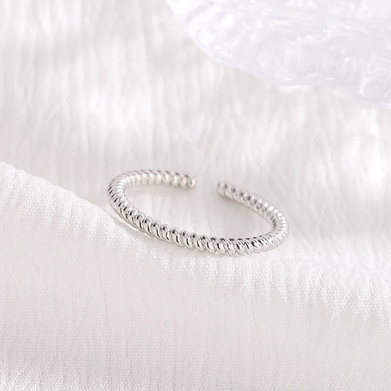 

Women's Jewelry 925 Sterling Silver Fried Dough Twist Adjustable Rings For Women High Quality Accessories Prevent Allergy