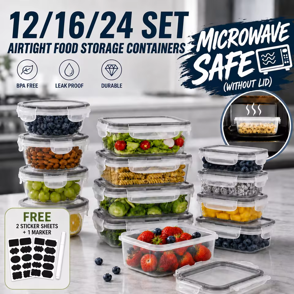 24-Set Fridge Food Storage Container Kit