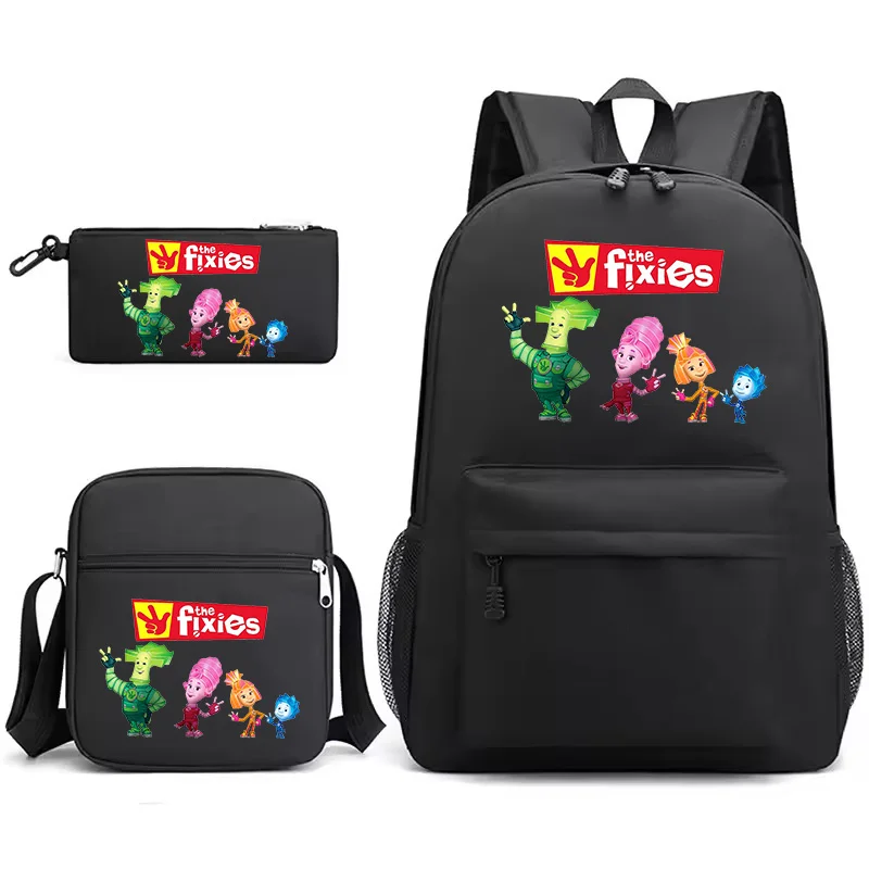 

The Fixies 3-Piece Kids Backpack +Crossbody Bag + Pencil Case Set Students Cartoon Anime Style, Durable, Lightweight School Bag