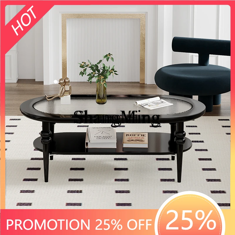 

ZYY household high value retro coffee household oval simple modern retro Changhong glass premium tea table