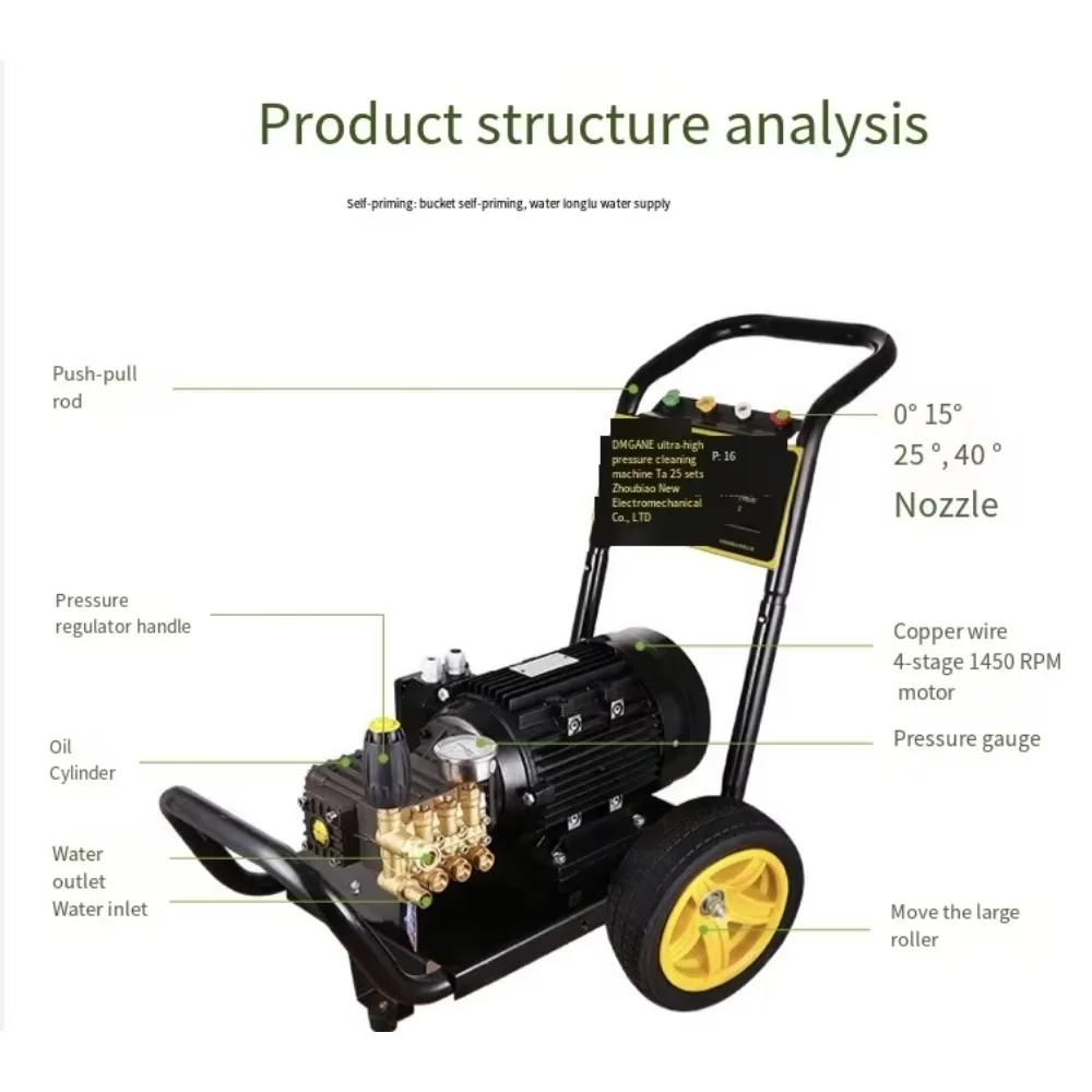High Power 220V Portable Electric Pressure Washer, Household and Commercial Car Wash Machine, Automatic Cleaning Equipment view 3