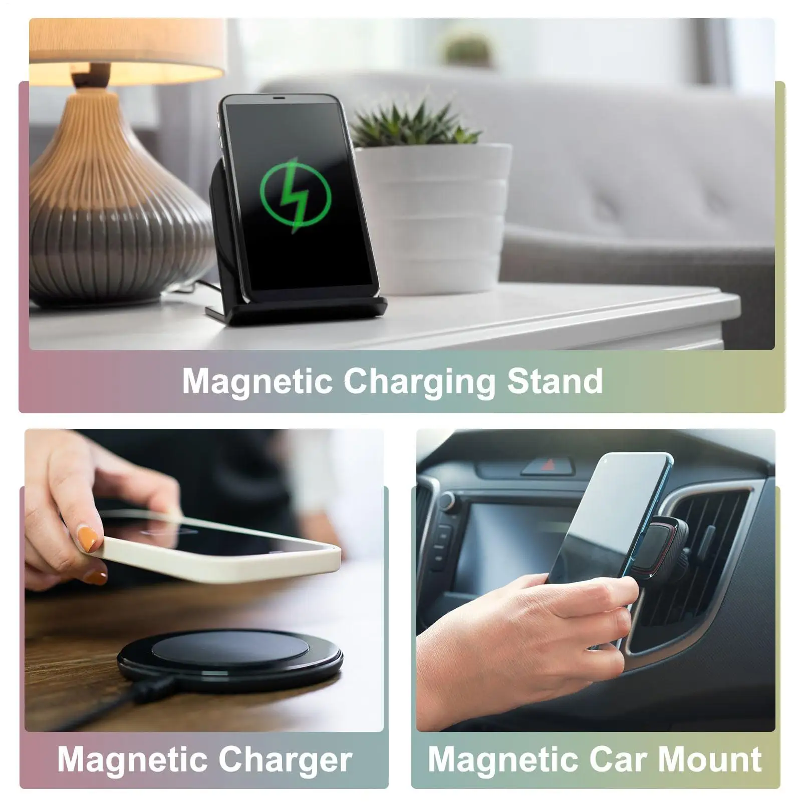 جراب هاتف مغناطيسي حلقة مغناطيسية لحافظة الهاتف ورقة مغناطيسية شحن لاسلكي جبل للمنزل النساء الرجال مكتب غرفة نوم في الهواء الطلق