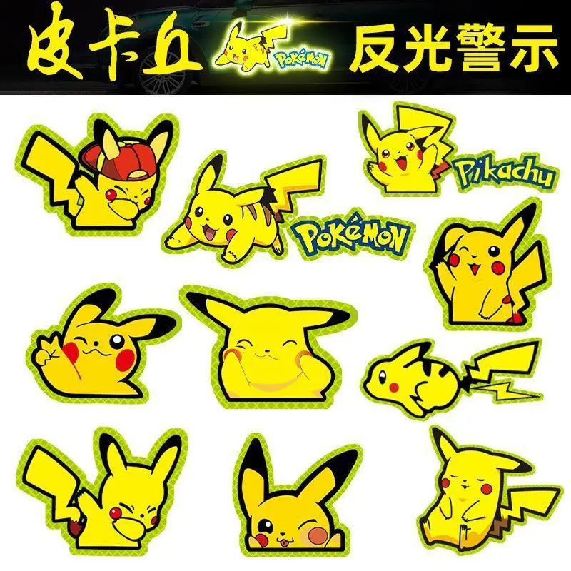 Pokemon Pikachu Stickers Glow Stickers for Motorcycle Reflective Sticker for Scratches Warning Reflective Sticker for Car