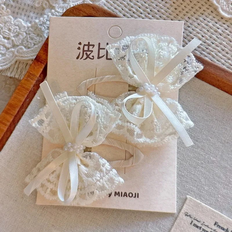 

Cute Fabric Lace Bow Hair Clips Set Korean Style Side Bangs BB Clips for Girls Birthday Gift Baby Hair Barrettes Accessory