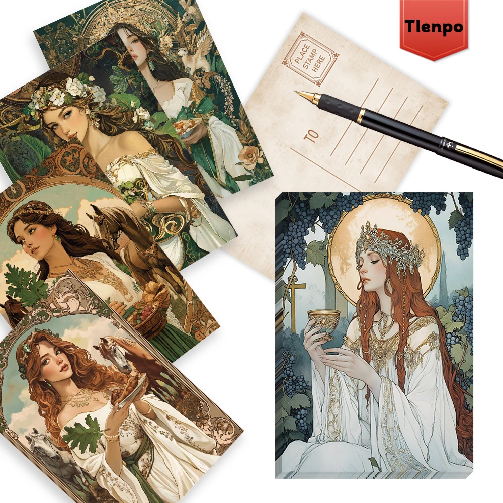 32 Stück, Vintage Art Nouveau Damen-Postkarten-Set, Versandkarten, Grußkarten, DIY-Karten, Gedenkpostkarten, Dekorationen