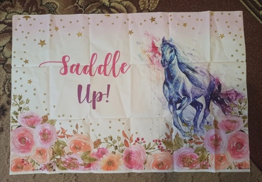 Mehofond-안장 위 서양 카우걸 사진 배경, 생일 파티 장식, 별 반짝이 꽃 말 사진 배경 스튜디오