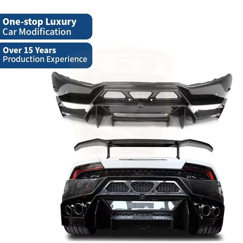 High Quality Vors Style Carbon Fiber Mix Fiberglass Rear Bumper for Huracan Lp610 Lp580