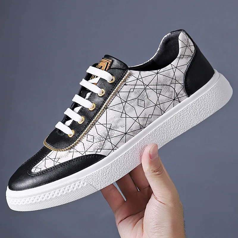 Casual shoes brand new black cowhide board shoes designer casual shoes trend versatile flat sneakers A15