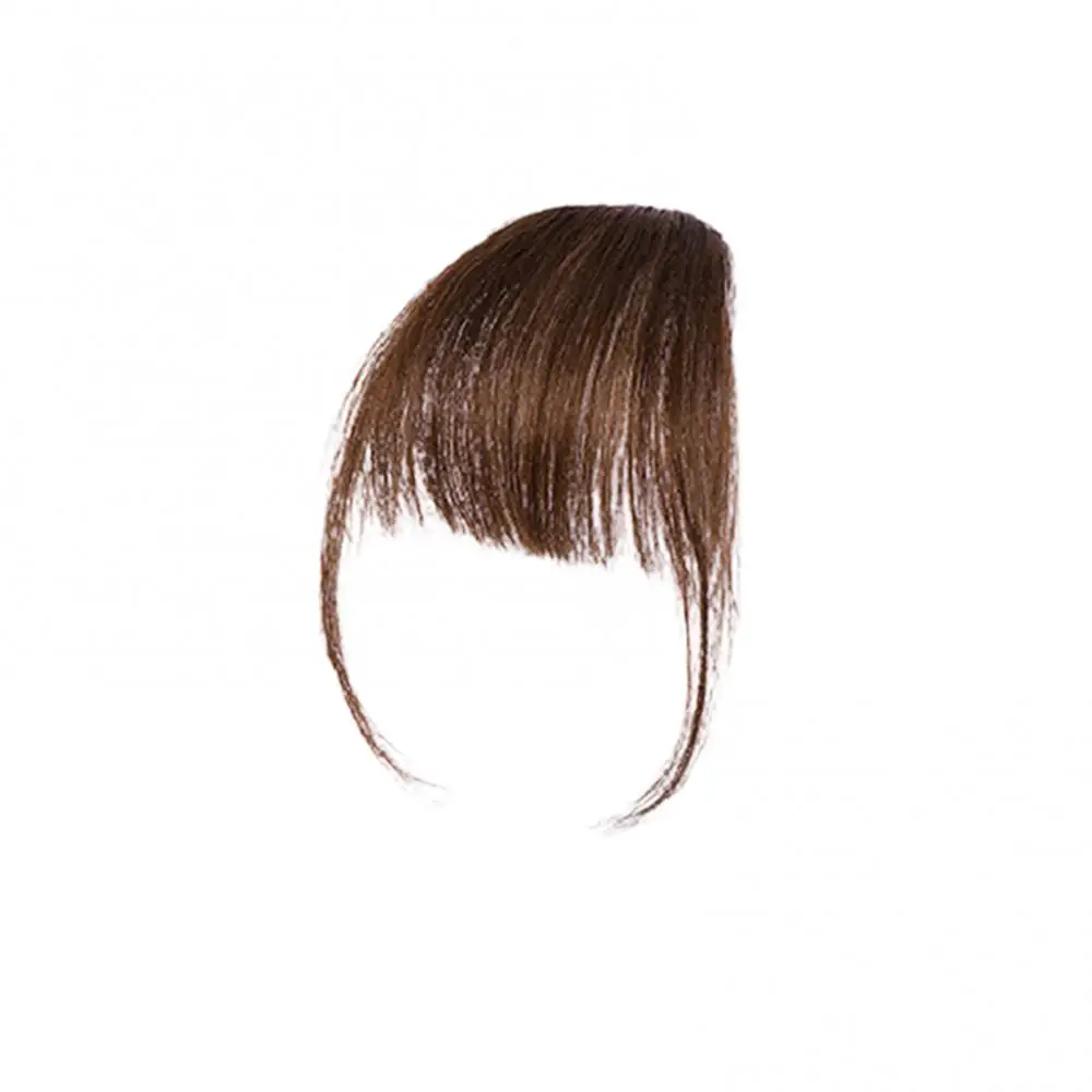 Women Fiber Synthetic Hair Clip On Air Bangs Hairpiece Front Fake Wigs Natural Look Brown Wispy Bang Hair Clip In Bangs Fringe