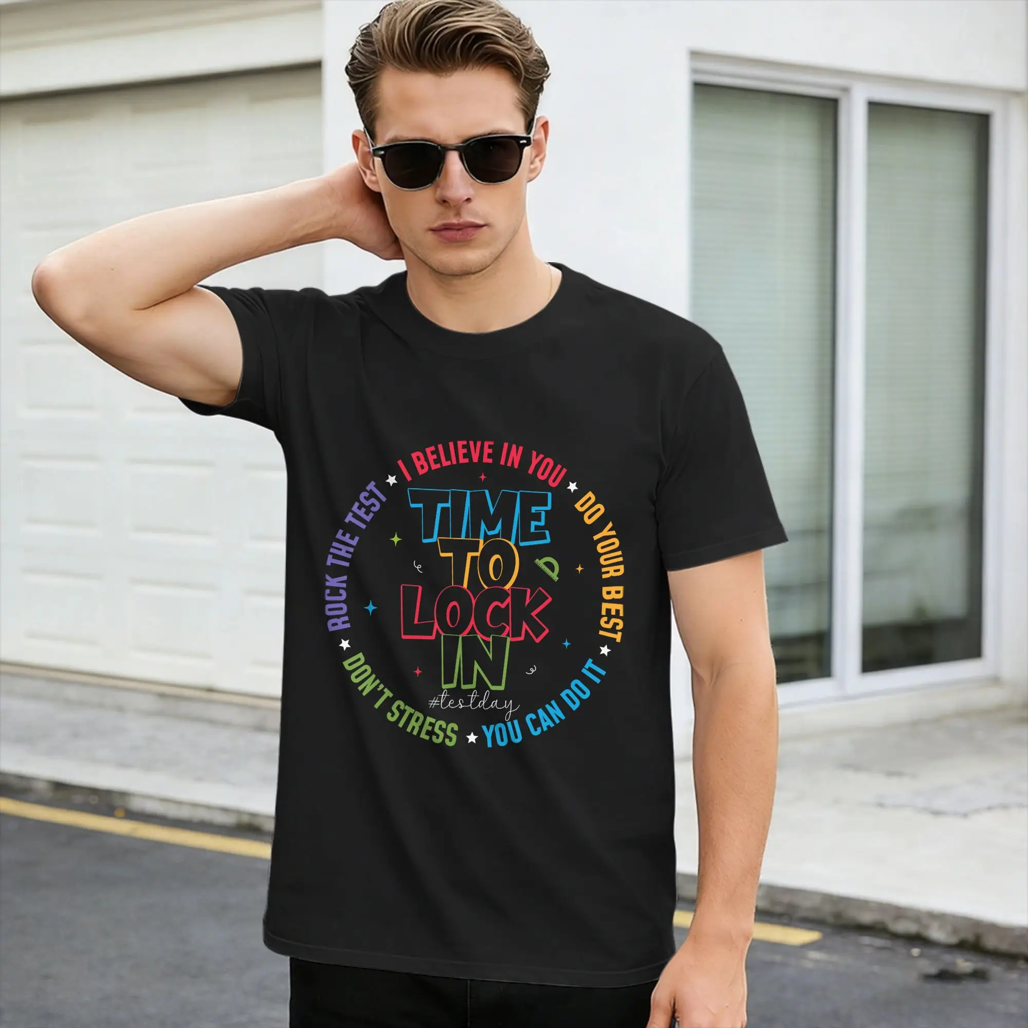 Casual T Shirt Summer You Got This Test Day State Testing Time to Lock in Hippie T-Shirts  Cotton Tee Shirt Sleeve Tops,