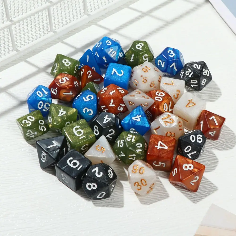 7Pcs/Set Polyhedral 7-Die Dice Set Game Dice For Board Card Game Math Games For TRPG DND Accessories D4 D6 D8 D10 D12 D20 Dice