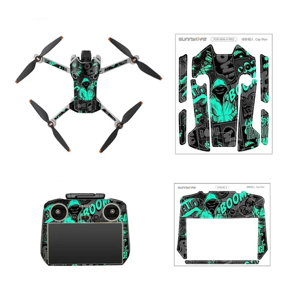 PVC Sticker Drone Decals for DJI Mini 4 Pro Stickers Protective Film Waterproof RC 2 Remote Cover Skin Mini 4 Pro Accessories