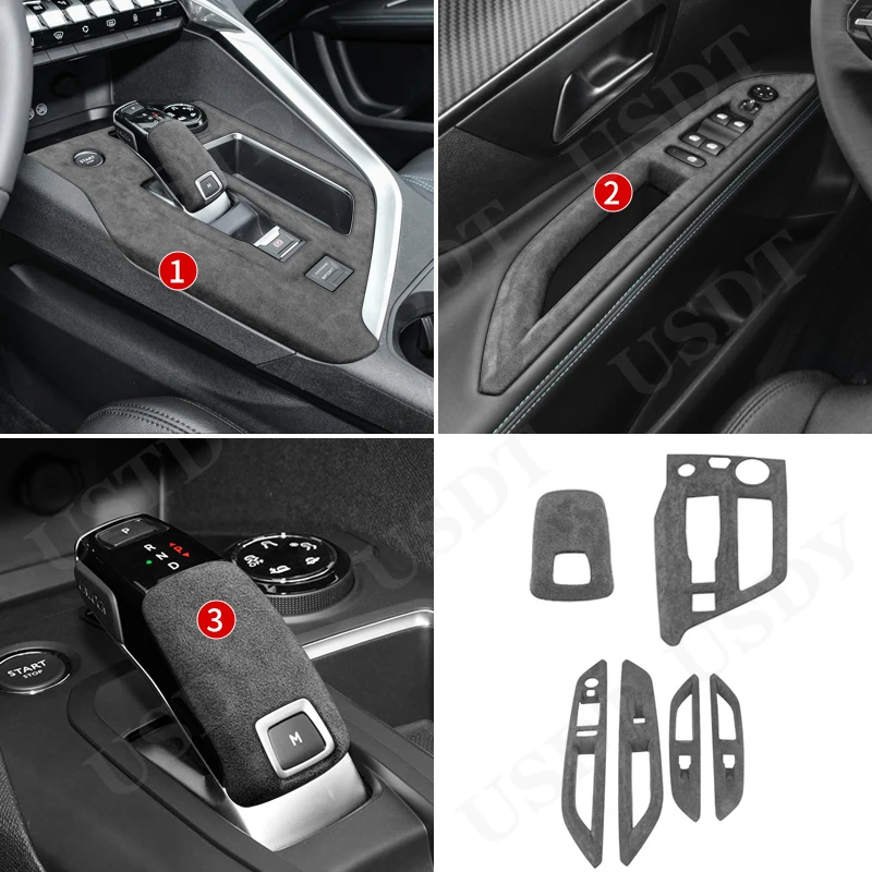 

Made of Alcantara Suede Armrest Box Lid Sheath Shell Cover Central Control Mat For Peugeot 4008 5008 2017 2018 2020 2022 2023