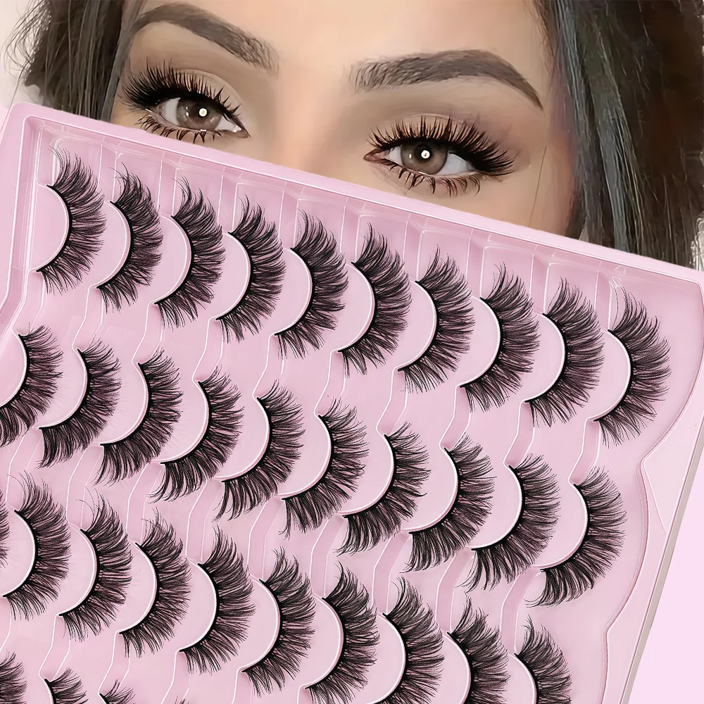 Best-Selling 3D Synthetic Fiber False Eyelashes – Natural, Voluminous & Curled, 20 Pairs Pack with Seamless Wear
