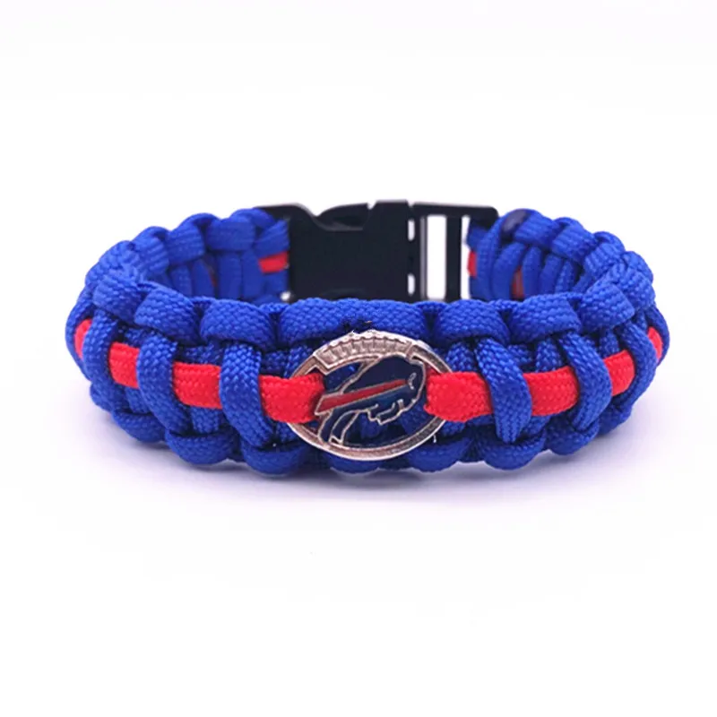 Alloy Enamel America Football Rugby Buffalo City Sport Charm Paracord Survival Bracelets For Man Woman Friendship Bracelet