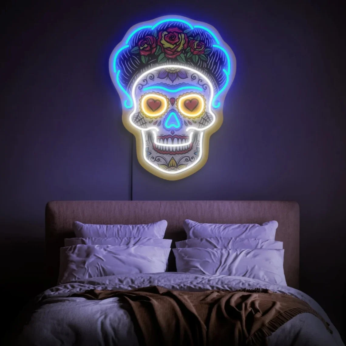 

Sugar Skull Neon Sign Sugar Skull Sign Floral Skull Light Sign Mexican Skull Decor Sugar Skull Art Sugar Skull Decor