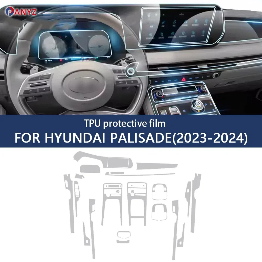 

For HYUNDAI PALISADE 2023 2024 Anti-scratch Car Interior Center Console Media Dashboard Navigation TPU Protector Film Sticker